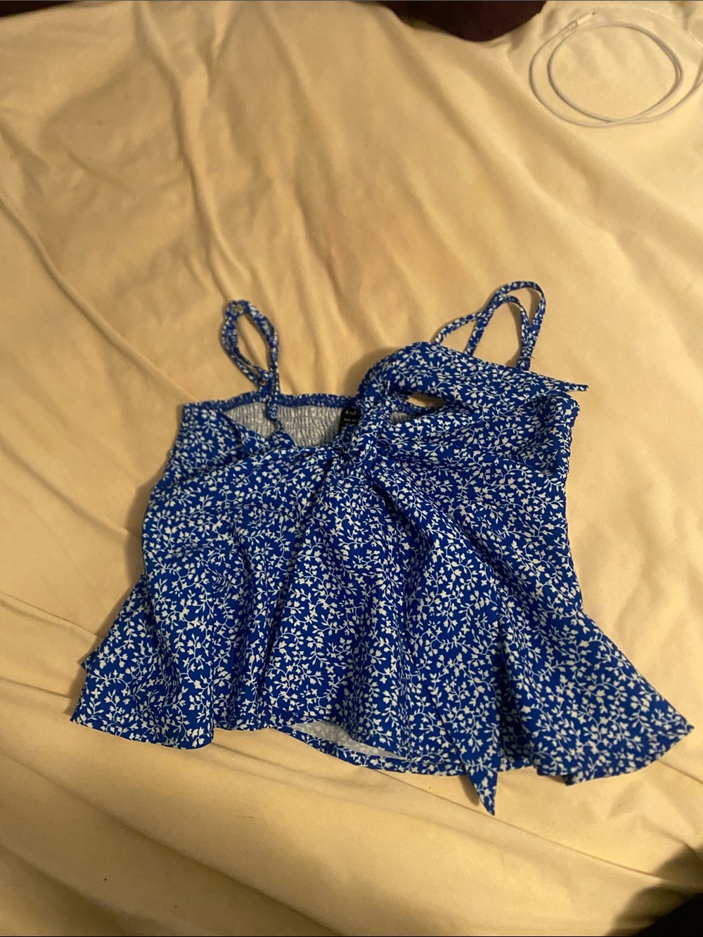 SHEIN Blue Floral Peplum Camisole